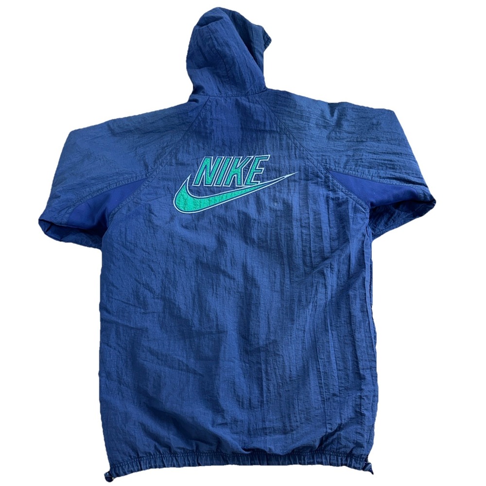 VTG Nike Force Jacket 90s Mens M Full Zip Navy Blue Green Windbreaker Rain